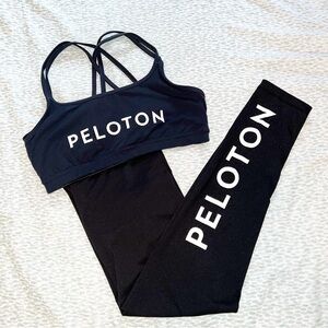 Peloton Classic Black Workout Set Logo Leggings & Bra Medium